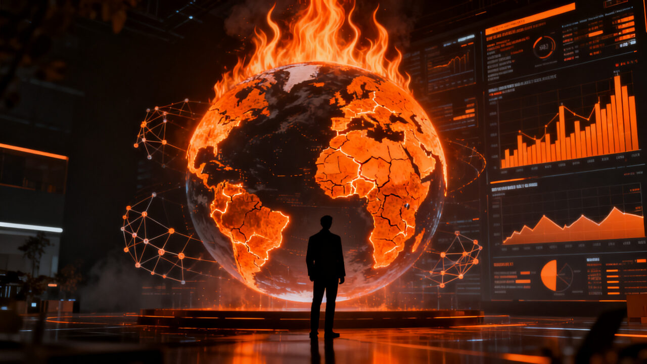 Análisis de riesgos climáticos y su impacto en la estrategia empresarial global ante el calentamiento global.