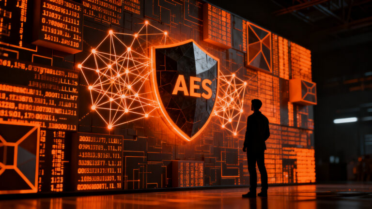 Seguridad en la era de la IA: experto analizando la robustez de la criptografía AES frente a LLMs, concepto de ciberseguridad para startups.