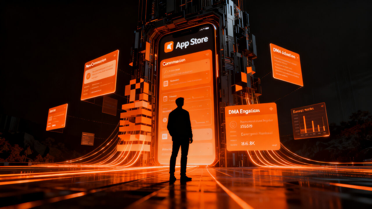 Desarrollador analizando cambios en las comisiones de la App Store de Apple bajo la normativa DMA de la Unión Europea.