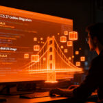 Desarrollador trabajando en la transición de hdiutil a diskutil image en macOS 27 Golden Gate para automatización de backups.