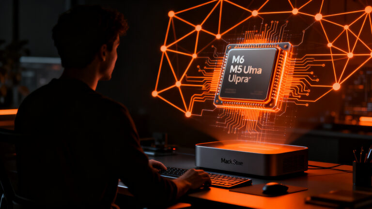 Arquitectura de chip Apple M6 y M5 Ultra para ejecución de IA local en dispositivos Mac de alto rendimiento.