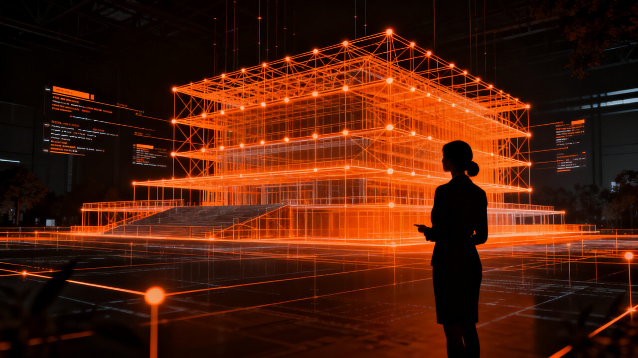 Arquitecta utilizando inteligencia artificial y metodología BIM para optimizar proyectos de construcción y obras públicas.