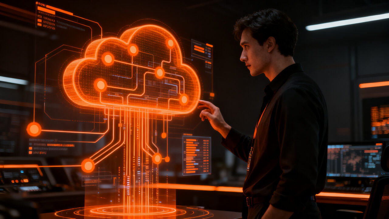 Emprendedor utilizando herramientas de IA de AWS para acelerar el crecimiento y la migración tecnológica de su startup.