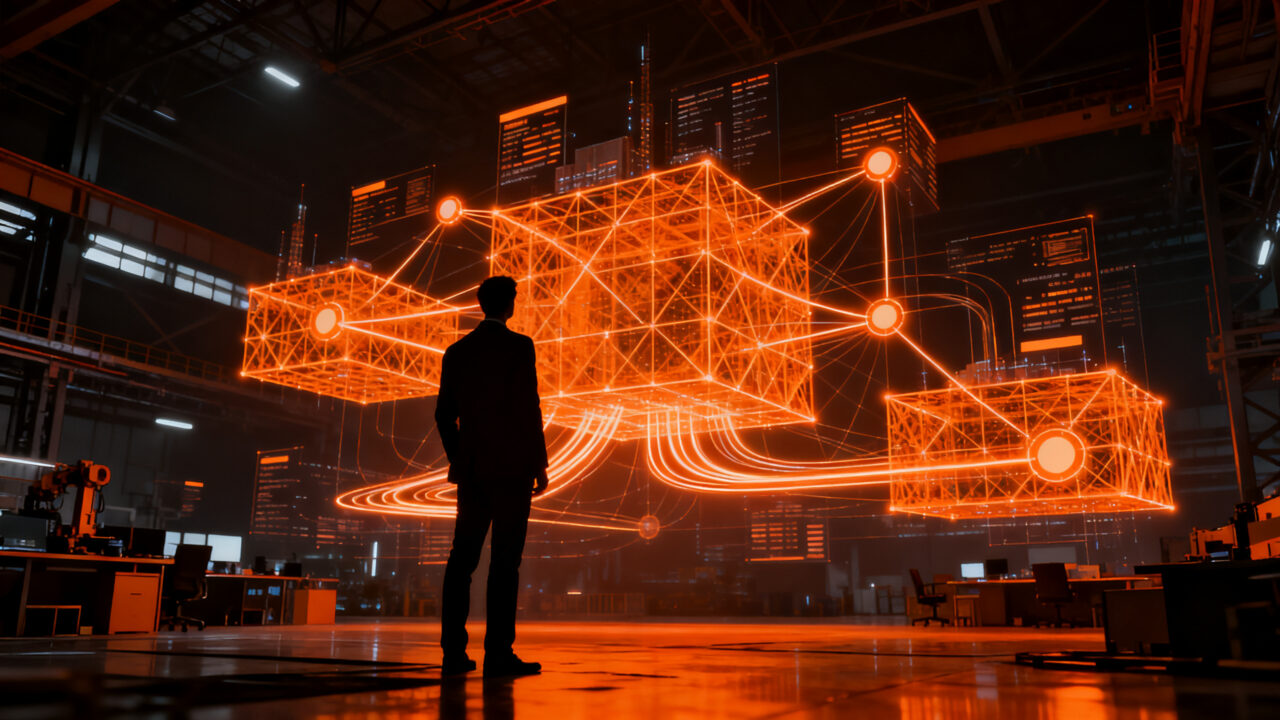 Transformación digital de pymes mediante IA e IoT, representando la modernización industrial y automatización empresarial.