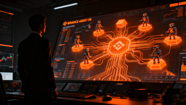Agentes de IA operando en plataformas de trading financiero, representando la integración de Binance Agent OS en el ecosistema cripto.
