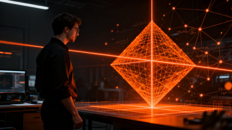 Visualización de geometría computacional aplicada a desarrollo de producto, mostrando un algoritmo de división de formas.
