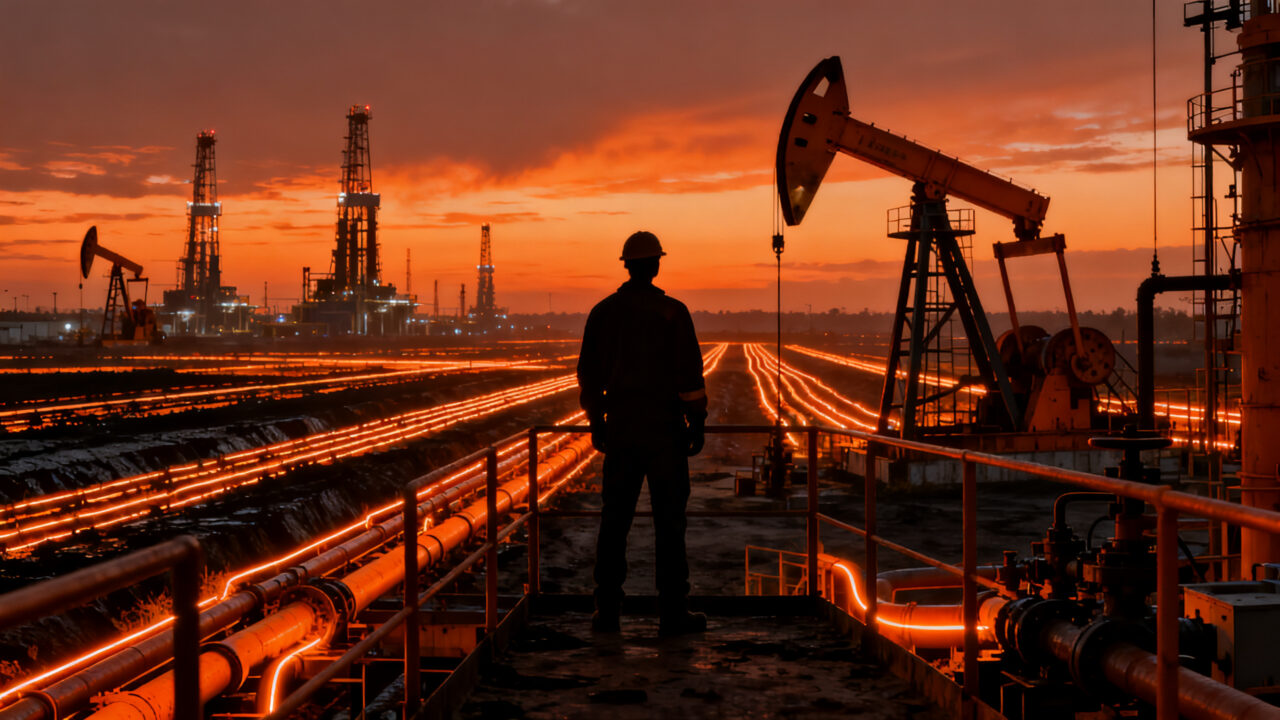 El boom petrolero de Vaca Muerta: trabajadores y torres de extracción en el corazón de la economía argentina en Neuquén.