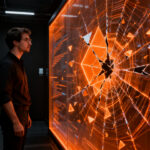 Ingeniero de software detectando fallos invisibles en código complejo, representando el concepto de bug blindness y calidad de software.