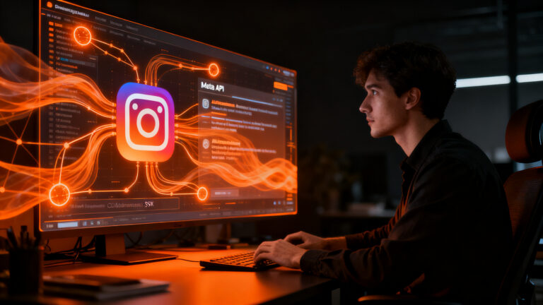 Agente de IA interactuando con redes sociales mediante Chat SDK para automatización de bots en Instagram.