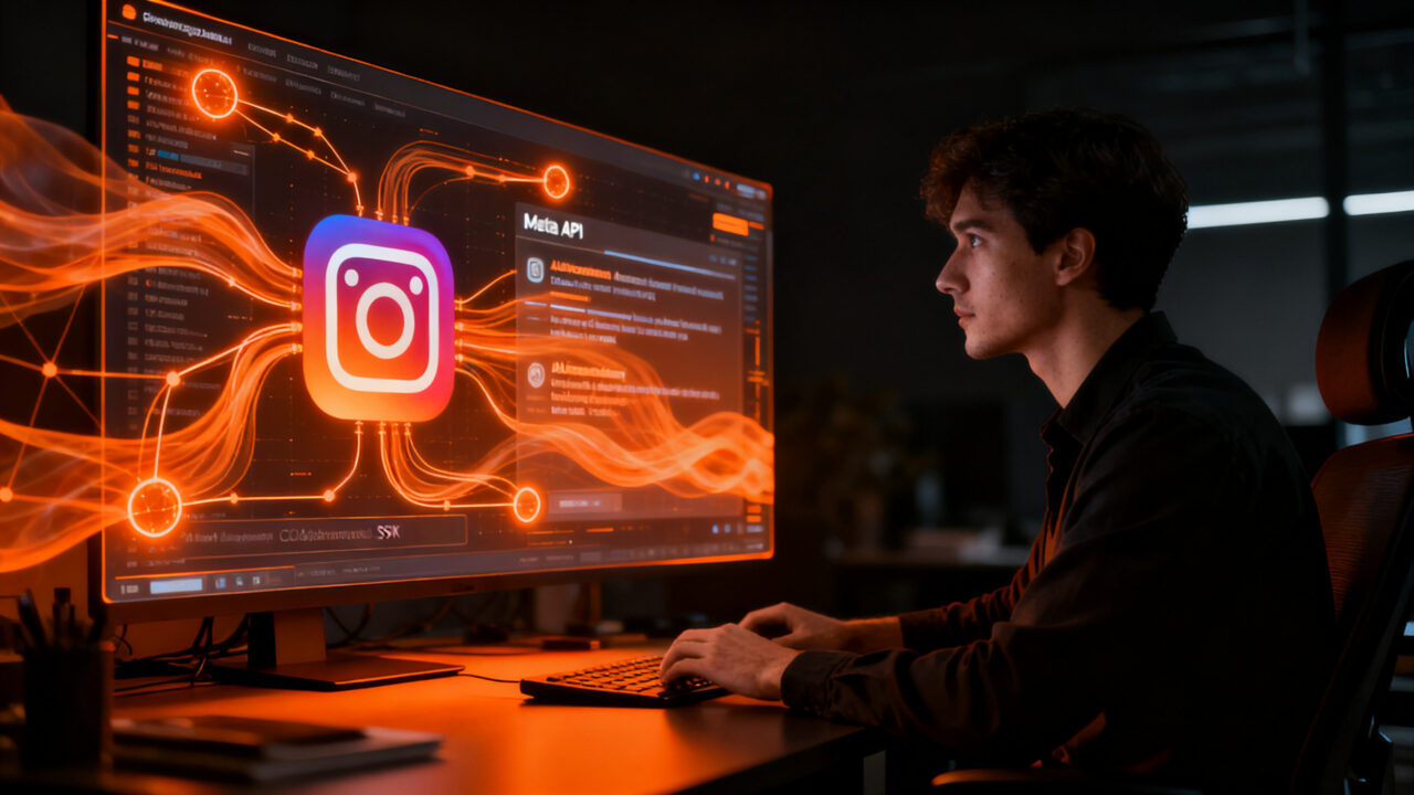 Agente de IA interactuando con redes sociales mediante Chat SDK para automatización de bots en Instagram.