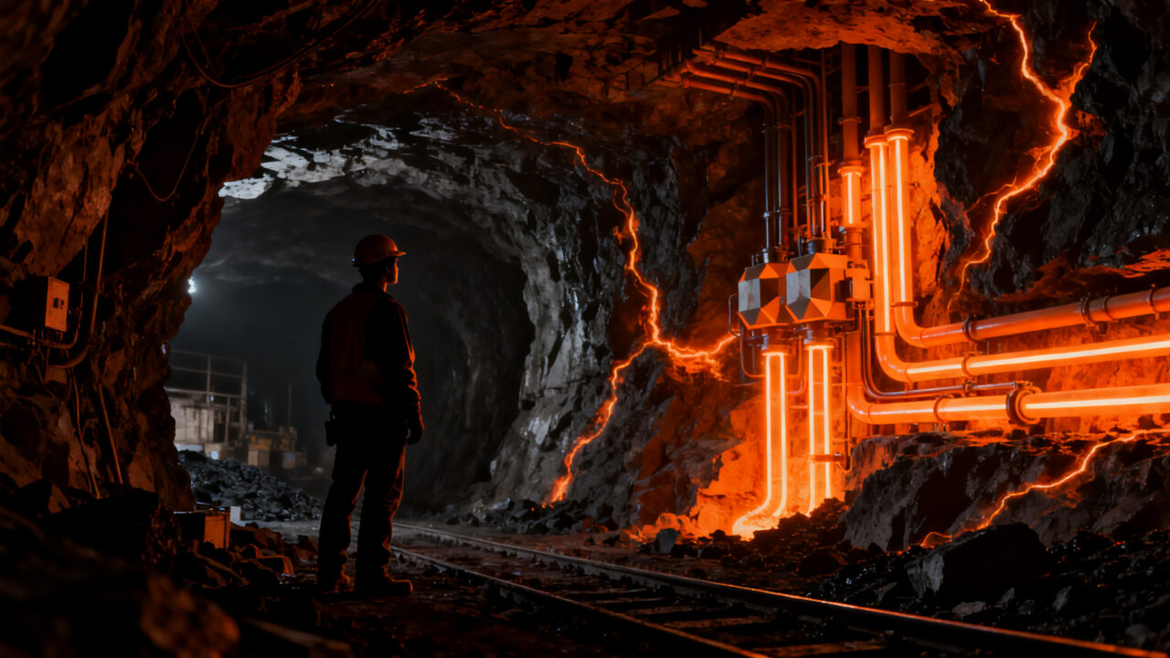 Transformación de minas de carbón en sistemas de climatización geotérmica sostenible en China, representando eficiencia energética y economía circular.