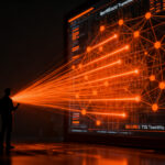 Infraestructura de seguridad digital de Cloudflare filtrando alertas TLS sospechosas en un entorno de red futurista.