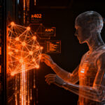 Agente de IA realizando micropagos automáticos mediante Cloudflare Wallets en una infraestructura digital futurista.