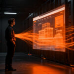 Agente de IA interactuando con infraestructura web mediante Cloudflare WebMCP, automatización sin código para startups.