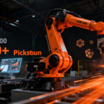 Robot logístico industrial HKM1800 de Cognibotics operando en almacén tecnológico para optimizar la eficiencia logística.