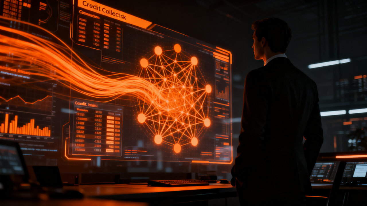 Representación visual de la gestión de crédito y cobranza con inteligencia artificial en el sector financiero de Colombia.