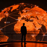 Founder de startups analizando un mapa global de eventos tecnológicos y conferencias tech para 2026.