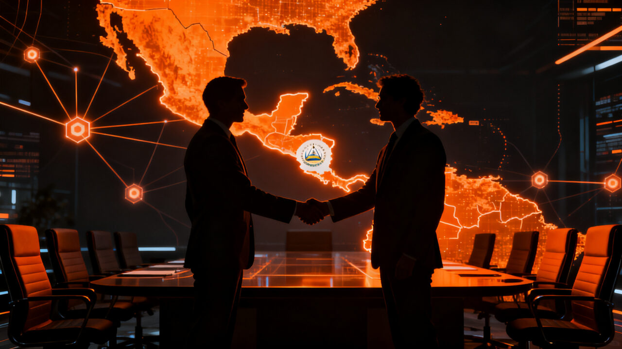 Empresarios mexicanos y salvadoreños estrechando manos en una cumbre de negocios para impulsar la inversión bilateral y la innovación.