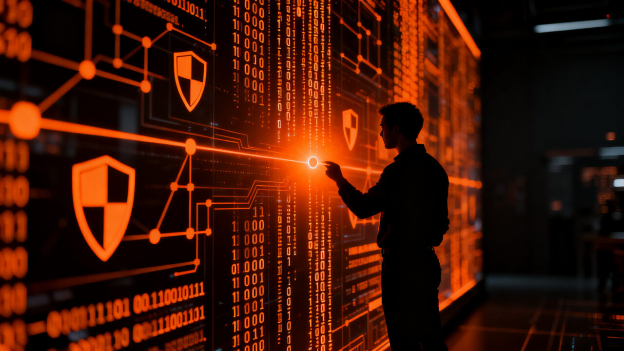 Fundador de startup evaluando la seguridad de software open source en un entorno de ciberseguridad, representando la gestión de vulnerabilidades y la toma de decisiones técnicas.