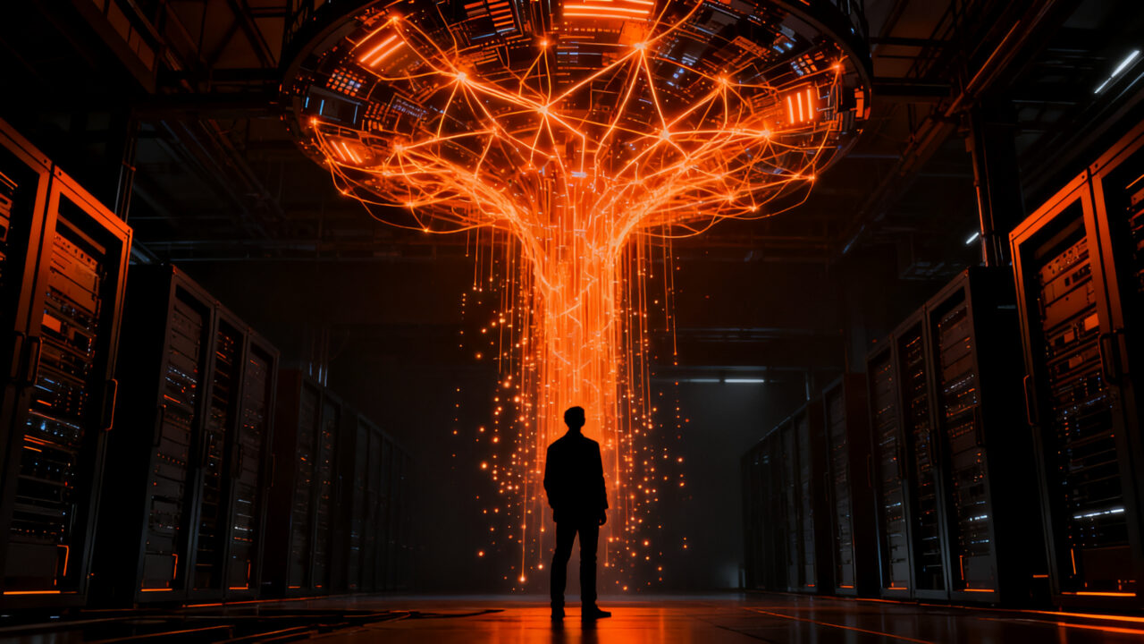 Arquitecto de IA analizando redes neuronales de bajo costo, representando la eficiencia de modelos como DeepSeek V4 Pro.
