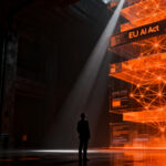 Directivo analizando regulaciones de IA y transparencia tecnológica en el marco del EU AI Act para startups.