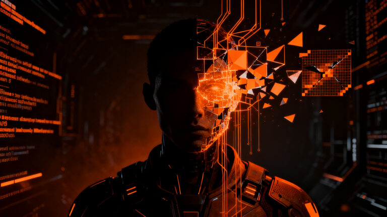Representación conceptual de fallos en renderizado neuronal IA de Nvidia DLSS 5 en videojuegos, mostrando el fenómeno uncanny valley.