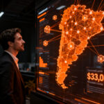 Líder de negocios analizando proyecciones de crecimiento en un mercado de eCommerce en Argentina, representando la transformación digital y retail.