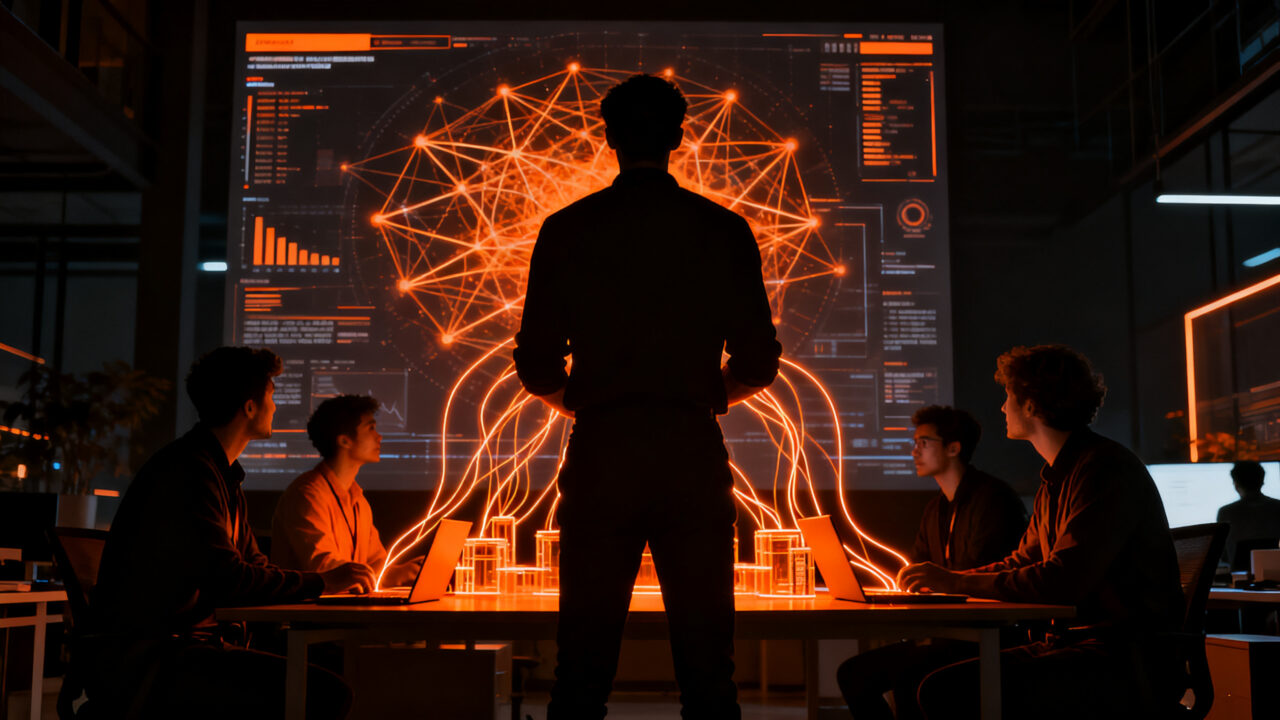 Emprendedores latinoamericanos utilizando inteligencia artificial para automatizar negocios y aumentar la productividad tecnológica.