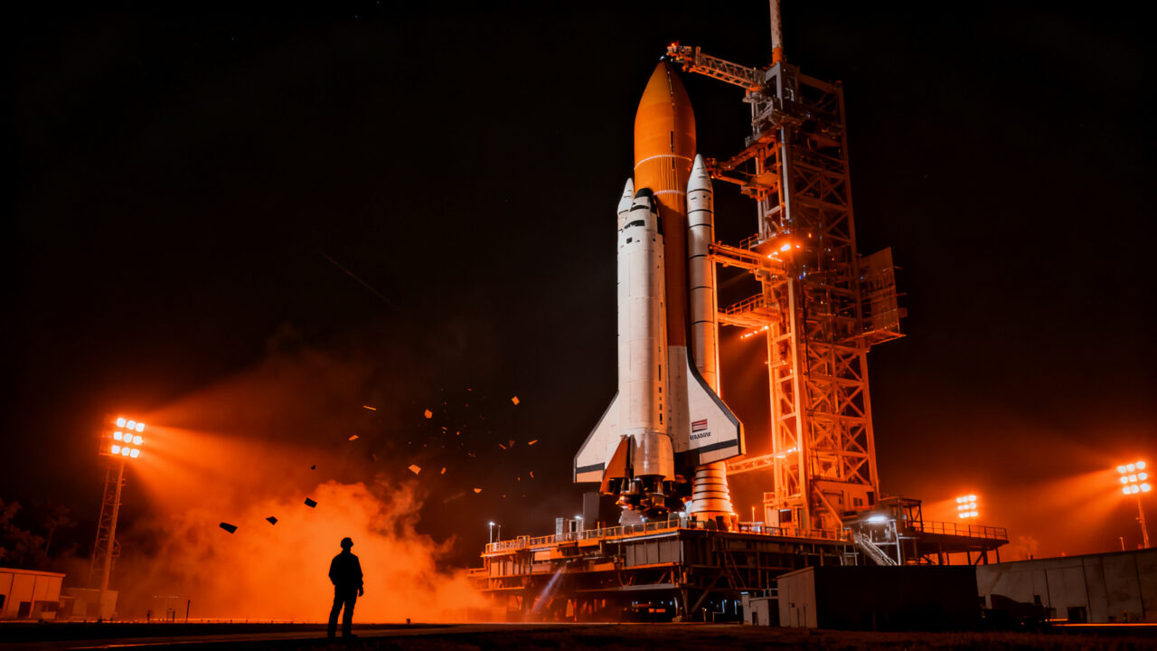 Cohete europeo Ariane 6 en plataforma de lanzamiento, representando los desafíos de financiación y competitividad en la industria espacial.
