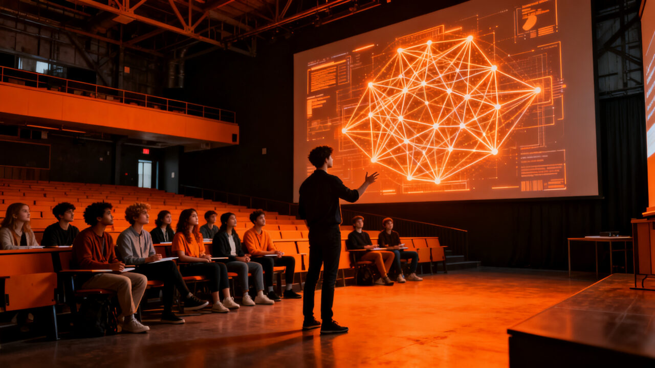 Estudiantes y emprendedores en seminario de innovación y startups en la Universidad de Valparaíso, Chile.