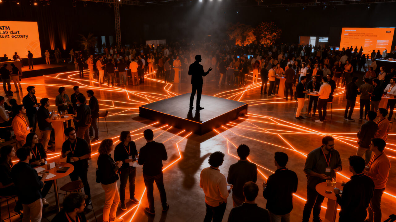 Multitud de emprendedores e inversionistas conectando en el evento de innovación EtMday 2026, el mayor encuentro de startups en Latinoamérica.