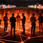 Emprendedores en networking masivo en EtMday 2026, representando la conexión entre startups y oportunidades de negocio en Chile.