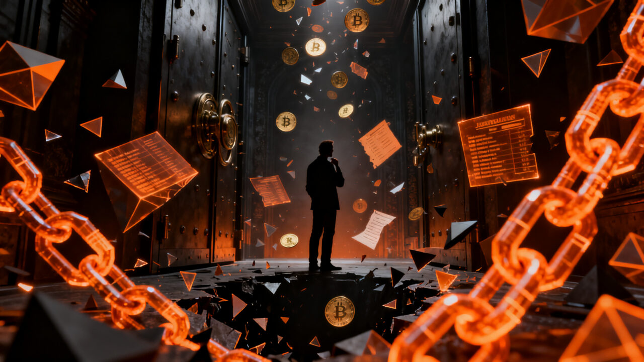 Ilustración de gobernanza financiera en startups, representando la auditoría y transparencia frente al riesgo de fraude cripto.