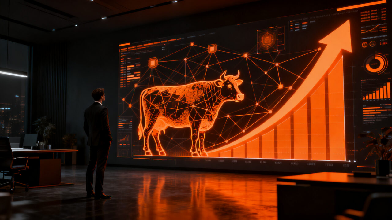 Estrategia de marketing disruptiva de Gateway 2000 con branding de vacas para startups tech.