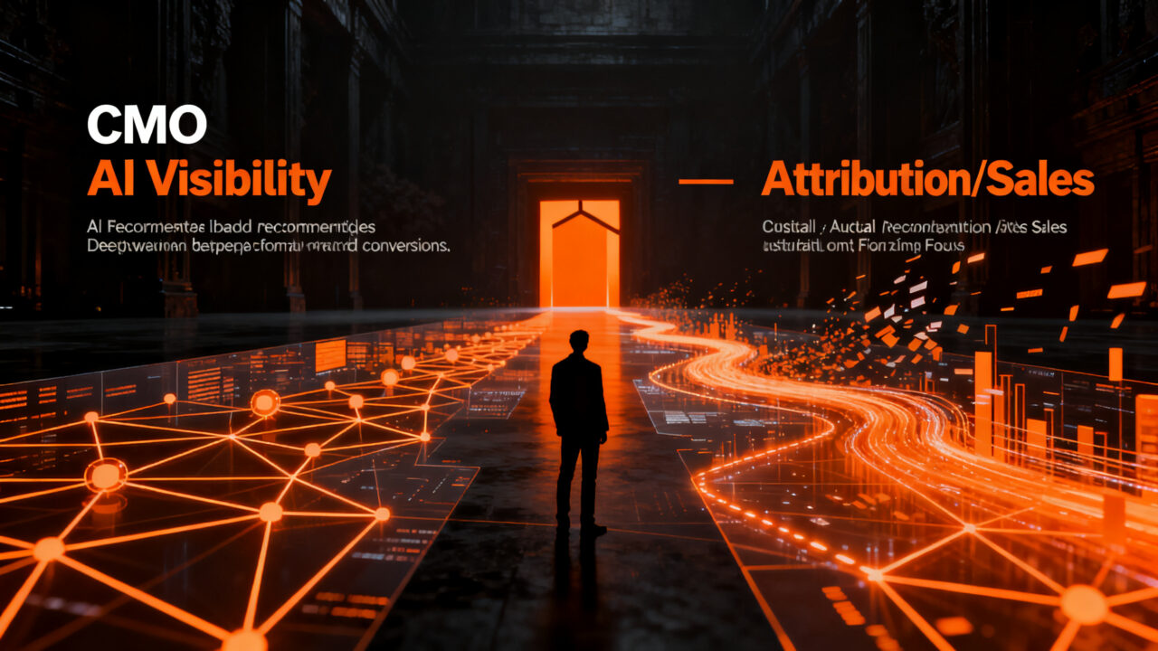 Estratega de marketing analizando datos de IA y atribución de ventas en un entorno digital de alta tecnología.