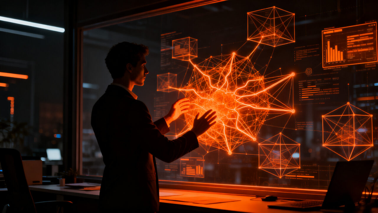 Profesional humano colaborando con tecnología de inteligencia artificial, destacando habilidades críticas en el mercado laboral 2026.