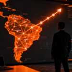 Hackmetrix levanta ronda de inversión para expandir ciberseguridad con IA en LATAM, mostrando una silueta profesional frente a una red de seguridad digital.