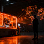Empresa pyme industrial exportando maquinaria tecnológica de precisión a mercados globales.