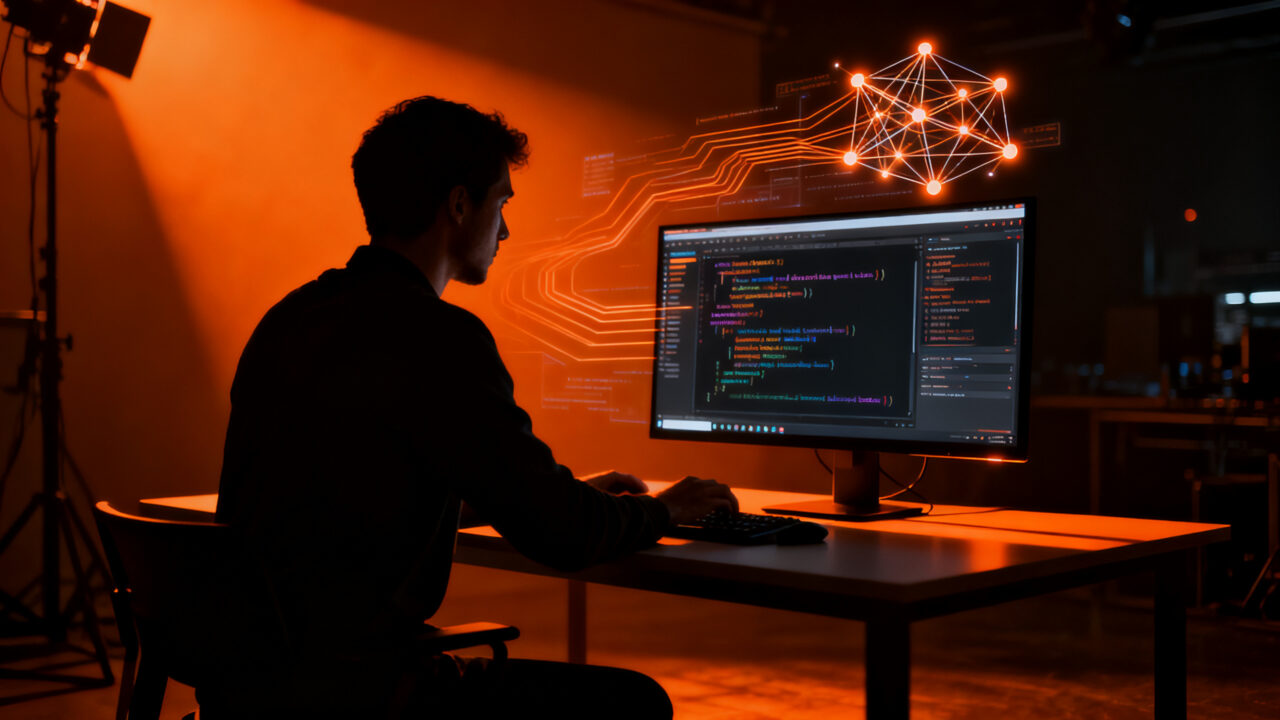 Desarrollador trabajando con Haskell y LSP, optimizando el flujo de trabajo y productividad en startups de ingeniería.