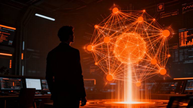 Fundador analizando una red de ciberseguridad IA autónoma tras el éxito de financiación de Horizon3.ai.