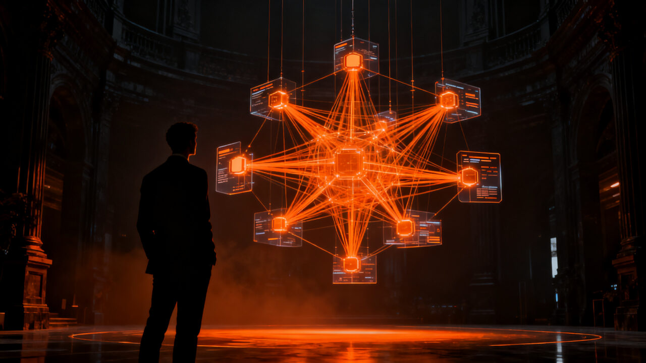 Estratega financiero analizando la convergencia de IA agéntica y blockchain para la automatización financiera.