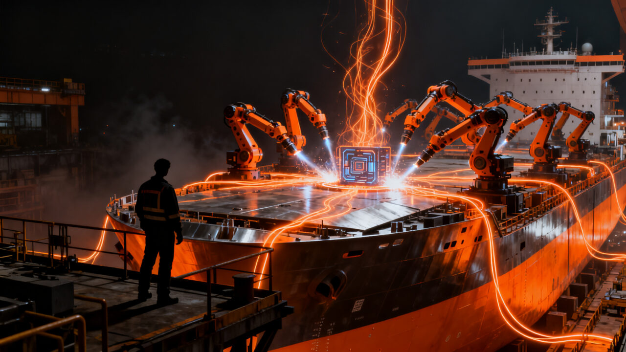 Inversión millonaria en IA física y robótica para la construcción naval, transformando la manufactura avanzada en startups.