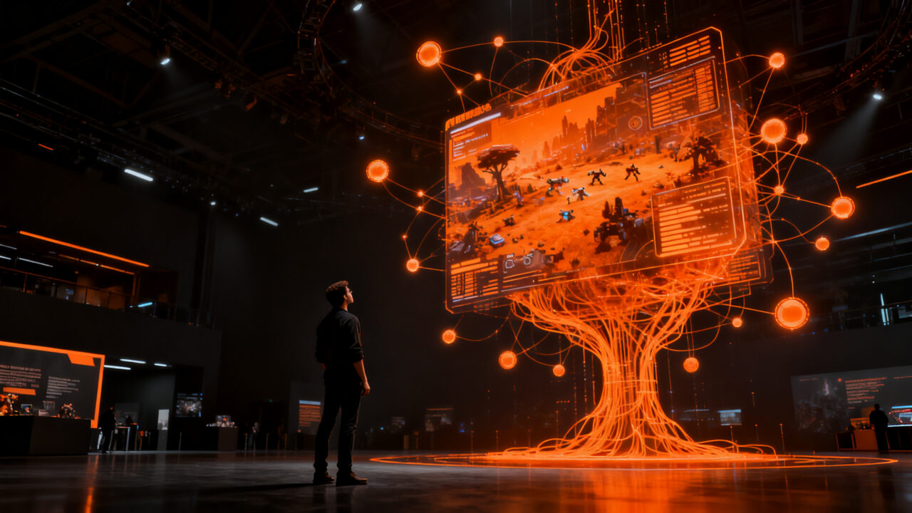 Inteligencia artificial en videojuegos durante Gamescom 2026, mostrando un entorno de gaming inmersivo y realista.