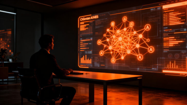 Emprendedor en Chile utilizando IA generativa para optimizar la productividad de su pyme, representando la adopción tecnológica en el sector.