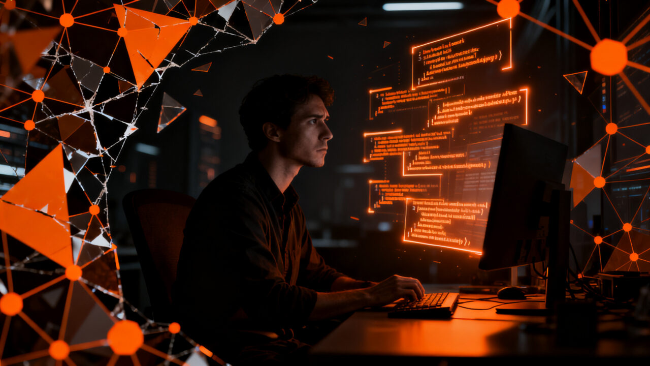Desarrollador analizando código generado por IA, representando la brecha de confianza y la deuda de verificación en el desarrollo de software.