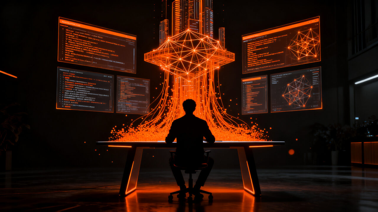 Emprendedor solitario liderando una startup de software impulsada por IA, representando la era de los one person founders facturando millones.