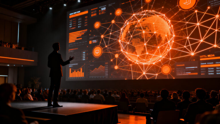 Profesionales del marketing analizando tendencias de inteligencia artificial y retail media en el evento IAB Now 2026.