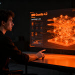 Desarrollador trabajando con modelos de inteligencia artificial IBM Granite 4.2 en un entorno de desarrollo local.