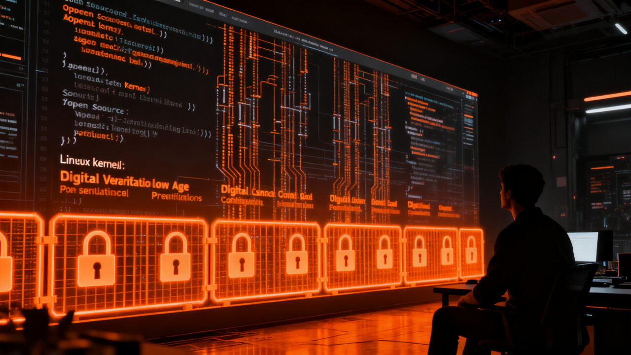 Impacto de la ley HB5511 de Illinois en el software open source y sistemas Linux, representando la regulación de verificación de edad.