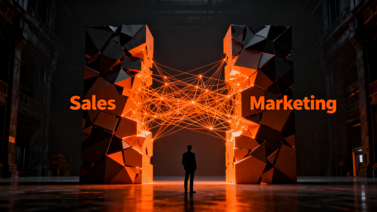 Integración de ventas y marketing con IA en empresas, representando la transformación comercial y la unificación de datos según EY.
